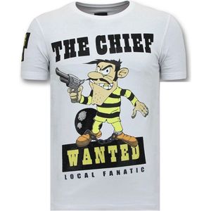 Exclusieve T-Shirt Mannen Print - The Chief Wanted - Wit