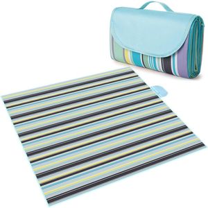 Waterdicht picknickkleed 200 x 200 cm - Draagbare picknickdeken - Groot picknickkleed met handvat - Multifunctionele picknickmat voor kamperen, wandelen, strand en park - Blauw