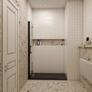 70x195cm inloopdouche Vouwdeur Mat Zwart Profiel met matte folie middelban,6mm NANO veiligheidsglas 180° draaibaar