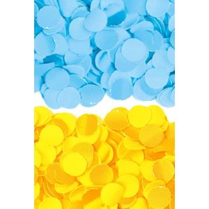 400 gram geel en blauwe papier snippers confetti mix set feest versiering - 200 gram per kleur