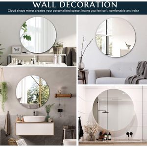 Zelfklevende glazen ronde spiegel zonder frame, 40 cm cirkel, badkamerspiegel, decoratieve spiegels voor badkamer, woonkamer, hal, kaptafel, enz.