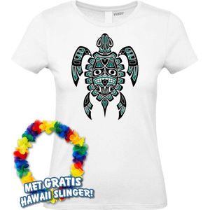Dames t-shirt Nesian Trible Turtle | Toppers in Concert 2024 | Club Tropicana | Hawaii Shirt | Ibiza Kleding | Wit Dames | maat XXXL