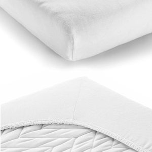 Hoeslaken voor matrassen 60 x 120 / 70 x 140 cm - 2 x jersey hoeslakens van 100% katoen voor baby- en ledikantjes, Oeko-Tex® getest op geteste stoffen - 2 stuks (wit)