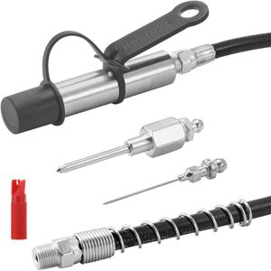 VEVOR Vetspuitkoppeling, Model TH-46-7B, Verenstaal en #45 Staal Constructie, Max. Druk 10.000 PSI, NPT 1/8-27, Gewicht 0,24kg, Afmetingen: 16 x 90 mm, Geschikt Voor Handmatige, Elektrische en Pneumatische Vetspuiten