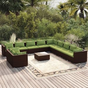 The Living Store Lounge set - Bruin poly rattan - Modulair design - Waterbestendig - Stevig frame - Comfortabele kussens