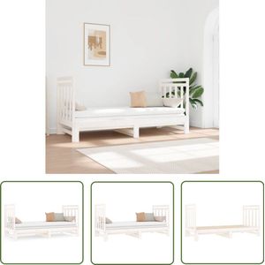 vidaXL Slaapbank Uitschuifbaar - Grenenhout - Wit Slaapbank - Logeerbed - Grenenhout Meubilair - Stapelbed - Daybed