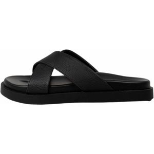 Slippers Romika Men Covered Footbed Crosstrap Black-Schoenmaat 45