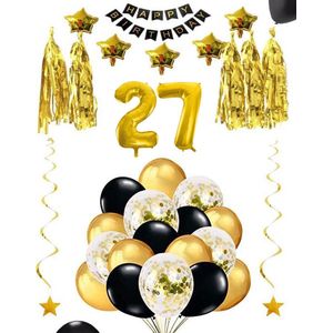 27 jaar verjaardag feest pakket Versiering Ballonnen voor feest 27 jaar. Ballonnen slingers sterren opblaasbare cijfers 27