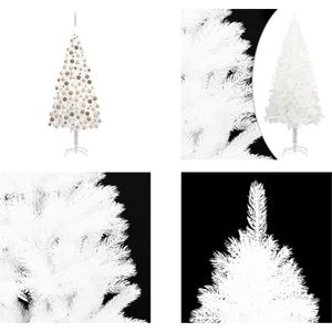 vidaXL Kunstkerstboom met LED's en kerstballen 210 cm wit - Kunstkerstboom - Kunstkerstbomen - Kerstboom - Kerstdecoratie