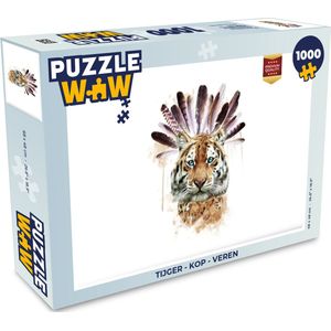 Puzzel Tijger - Kop - Veren - Legpuzzel - Puzzel 1000 stukjes volwassenen