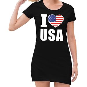 I love USA / Amerika jurkje zwart - dames 44