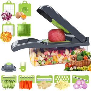Smart Vegetable Slicer Mandoline 7-in-1 - Instelbare Groentesnijder en Ui Chopper met Grote Container - Snel Groente en Fruit Snijden