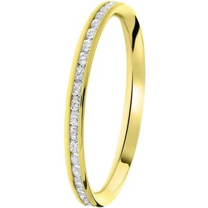 Lucardi Dames Railring rondom zirkonia - Ring - Cadeau - 9 Karaat - Geelgoud