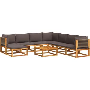 vidaXL - 9-delige - Loungeset - met - kussens - massief - acaciahout
