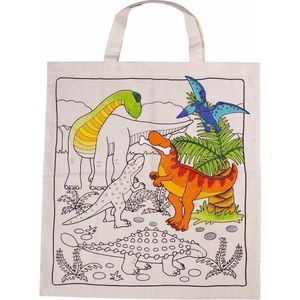 Zelf inkleurbaar tasje met dinosaurus motief - kinder tasjes voor een o.a. verjaardag feestje