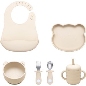 Dutsi - Beertje Baby Eetset - Perfecte Starterset voor Jonge Eters - Beige