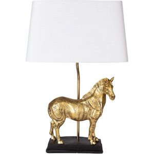 Tafellamp Paard 35x18x55 cm  Goudkleurig Wit Kunststof Bureaulamp