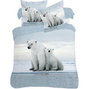 Vision Flanel - Polar Bear - dekbedovertrek 240x220cm met 2 bijhorende slopen - 100% katoen flanel