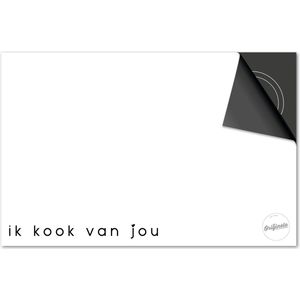 Inductie beschermer 60x60 - afdekplaat inductie mat - Dietrix Kookplaat beschermer - Exclusief - Quotes - Ik Kook van Jou Wit