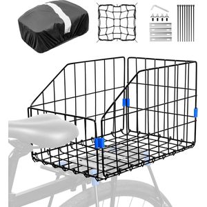 Fietsmand achter, inklapbare fietsmand, bagagedrager achter met waterdichte afdekking, fietsmand voor kleine hond, winkelen, picknick, fietsmand, schooltas, 42 x 31 x 26 cm