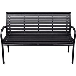 vidaXL Tuinbank 116 cm staal en HKC zwart - Tuinbank - Tuinbanken - Tuinbankje - Bank