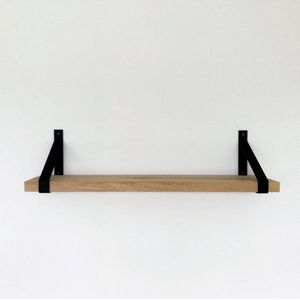 GoudmetHout Massief Eiken Wandplank - 100x25 cm - Industriële Plankdragers - Staal - Mat Zwart