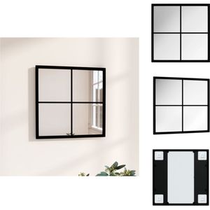 vidaXL Wandspiegel Zwart 40 x 40 cm - Metaal en Glas - Wandmontage - Tijdloos Ontwerp - Spiegel
