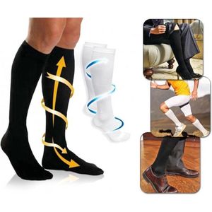 4 paar Compressiekousen / Steunkousen - Elastische Hardloop / Sport / Vliegtuig Compressie Sokken - Running Travel Sock - Reissokken / Reis Kousen - Maat 41-46 - Zwart