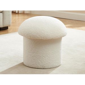 Vente-unique Poef in wit bouclé VALEZIO