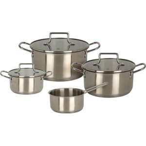 Excellent Houseware Pannenset - 4-delig - RVS - Geschikt voor alle Warmtebronnen