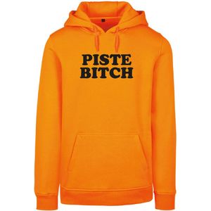 Wintersport hoodie oranje S - Piste Bitch - soBAD. | Foute apres ski outfit | kleding | verkleedkleren | wintersporttruien | wintersport dames en heren