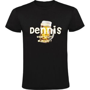 Ik ben Dennis, waar blijft mijn bier Heren T-shirt - cafe - kroeg - feest - festival - zuipen - drank - alcohol