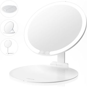Led Verlichte Make Up Spiegel - Met Hall Sensor - Spiegel - 3 Verlichtingen - Draagbaar - Oplaadbaar - Verstelbaar - Wit
