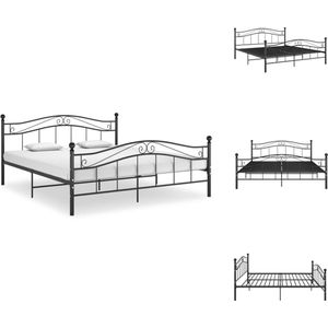 vidaXL Bedframe Tweepersoons - Gepoedercoat Metaal - 209 x 147 x 92.5 cm - Zwart - Bed