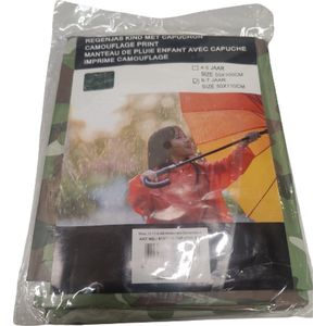 Kinder Regenjas - regen poncho CAMOUFLAGE - Groen / Bruin / Wit - Maat 4 - 5 jaar 50 x 100 cm - Kunststof - Regenponcho - Regen - Poncho - Aanmaakblokjes