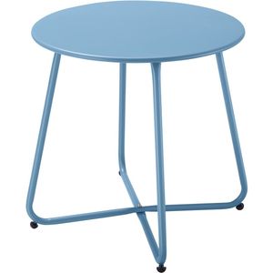 Ibenzoa® Kleine bijzettafel met verstelbare poten, metaal, ronde salontafel, tuinbijzettafel, koffietafel (blauw, Ø 45 x 45 H cm)
