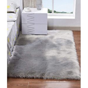 Tapijten van imitatieschapenvacht, pluizig tapijt, antislip tapijt, zacht vloerkleed voor woonkamer, slaapkamer, grijs (120 x 180 cm)