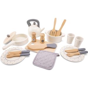 New Classic Toys - Houten Servies en Pannenset voor Kinderen - 20 onderdelen - Speelgoed Keukenset