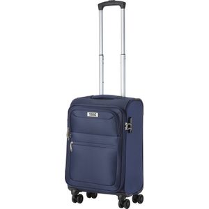 TravelZ Softspinner Zachte Handbagage koffer 55cm met TSA-slot - 38 Ltr Reiskoffer met voorvak – Blauw
