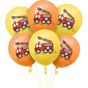 New Age Devi - Leuke set van 6 brandweer ballonnen! Perfect voor een kinderfeestje met een brandweerthema. Inclusief een brandweerauto, brandweerman, sirene en feestelijke versiering in geel en oranje.