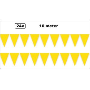 24x Vlaggenlijn geel 10 meter - vlaglijn festival thema feest verjaardag carnaval vlaggetje kleur