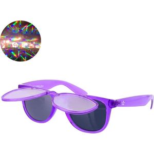 TWINKLERZ® - Space Zonnebril Klepje - Spacebril - Caleidoscoop Bril - Diffractie Bril - Transparant Paars