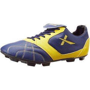 VectorX_Armour voetbalschoenen voor heren (blauw/geel, maat EU 45/UK 11/US 12) Materiaal: EVA, kunstleer | Verbeterde stabiliteit | Ondersteunend voor balcontrole | Veilige bevestiging | Gedempt interieur | Buitenzoolgrip | PVC-zool