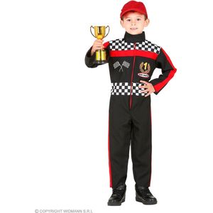 Widmann - Formule 1 Kostuum - Beste F1 Coureur Van De Grid Kind - Jongen - Rood, Zwart - Maat 140 - Carnavalskleding - Verkleedkleding