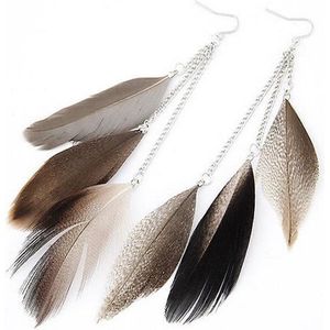 Veren oorbellen Summer Feather Grey