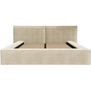 PASCAL MORABITO Bed met opbergruimte 140 x 190 cm - Ribfluweel met brede ribbels - Beige - TIMANO van Pascal Morabito L 206 cm x H 90 cm x D 249 cm