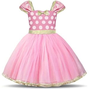 La Señorita Muizen jurk licht roze witte stip meisjes prinsessen jurk maat 98-104 (110) + haarband verkleedjurk meisje