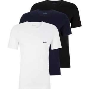 HUGO BOSS Classic T-shirts regular fit (3-pack) - heren T-shirts O-hals - wit - navy - zwart - Maat: S