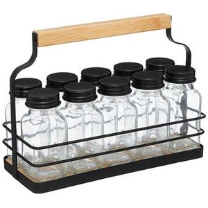 5Five Kruidenrekje - 10 kruidenpotjes - 21 x 16 cm - metaal - kruiden potjes - keuken
