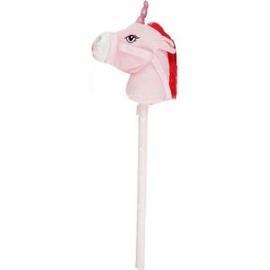 Stokpaard - Stokpaardje - Eenhoorn - Unicorn - Met geluid - Hobby Horse - roze - Wit